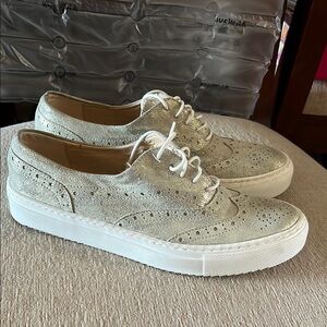 CAFeNOIR VERA PELLE Women's Silver Lace-Up Shoes Size 37